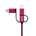 KOOTION MFI Certified 6ft 3-in-1 USB Charging Cable(Type C / Lightning / Micro) Charge / Sync for iPhone / Android,Red