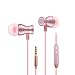 Acode In-Ear Earbuds Earphones Headphones, 3.5mm Metal Housing Magnetic Best Wired Bass Stereo Headset Built-in Mic/Hands-free/Volume Control+Carrying Case+3 Pair Earbuds (Rose Gold)