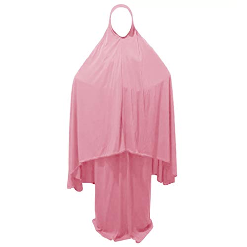 Muslim Women's Islamic Salat Prayer Dress Clothing Outfit Khimar Hijab Telekung Skirt Set (Dusty Rose Pink, Large/X-Large)