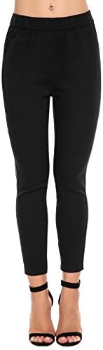 Keliqq Womens Straight Dress Pants - Stretch Slim Fit Pull On Style