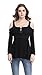 Mooncolour Womens 3/4 Sleeve Hollow Out Casual Loose Solid Blouse Tops 0705_black US Large