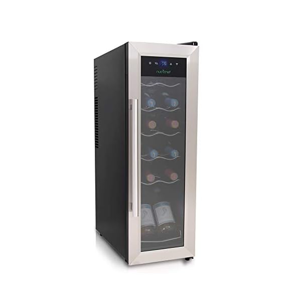 12-Bottle-Wine-Cooler-Refrigerator-White-Red-Wine-Fridge-Chiller-Countertop-Wine-Cooler-Freestanding-Compact-Mini-Wine-Fridge-12-Bottle-wDigital-Control-Stainless-Steel-Door-NutriChef-PKCWC12
