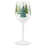 Enesco 6004430 Designs by Lolita Christmas Trees Hand-Painted Artisan Wine Glass, 15 Ounce, Multicolor