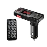 Perbeat Wireless In-Car FM Transmitter USB Car Charger Radio Adapter Audio Receiver Stereo Music Modulator Car Kit Hands Free Call AUX Input with Micro SD/TF Card Slot and IR Remote Control