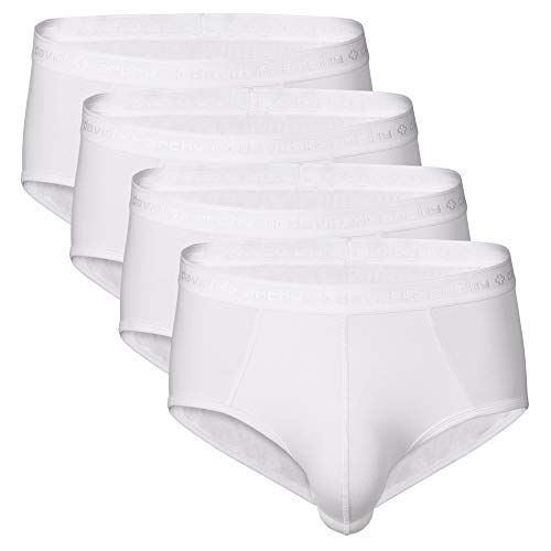 David Archy Men's 4 Pack Micro Modal Separate Pouch Briefs with Fly (M, White)