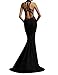 GlorySunshine Women's Sheath Sexy Lace Backless Mermaid Bridal Flare Dress Black M