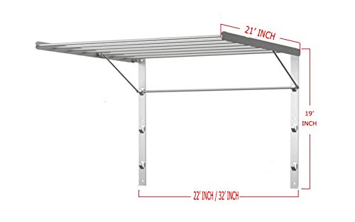 Royal 7 Clothes Drying Rack Stainless Steel Wall Mounted Adjustable Folding, No Assembly Required (22 INCH)