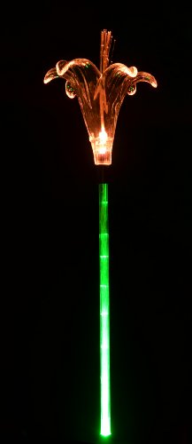 Solaration 1001G Solar Lily Flower Garden Light with Green-Lit Stem, 30-Inch