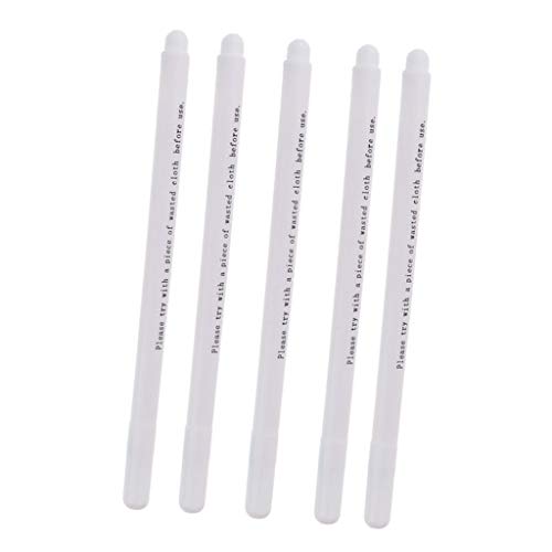 5 Pieces 2mm Water Erasable Soluble Pen Fit for Fabric Cloth Temporary Marking (White)
