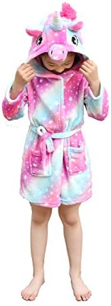 Unisex Children's Flannel Unicorn Bathrobes Hoodie Unicorns Gifts for Girls