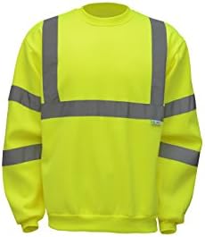 CJ Safety CJHVSS3002 ANSI Class 3 High Visibility Crew Neck Fleece Safety Sweatshirt (3XL)
