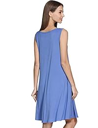 Vestido sin mangas con bolsillo, suelto, casual, simple y con camiseta, para dama