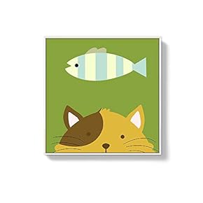 Framed Canvas Wall Art for Living Room, Bedroom Cute Cartoon Animals Canvas Prints for Home Decoration Ready to Hanging - 16x16 inches