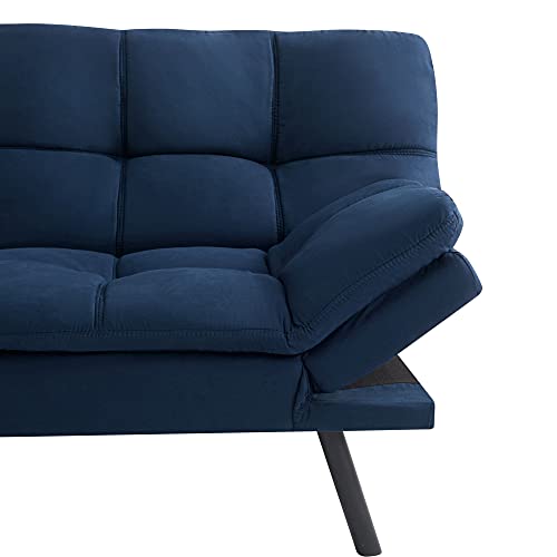 Memory Foam Futon Sofa Bed Couch Sleeper Convertible Foldable Blue Suede Pricepulse