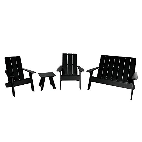Highwood Italica Modern Adirondack 4pc Set, Includes 2 Adirondack Chairs, One A…
