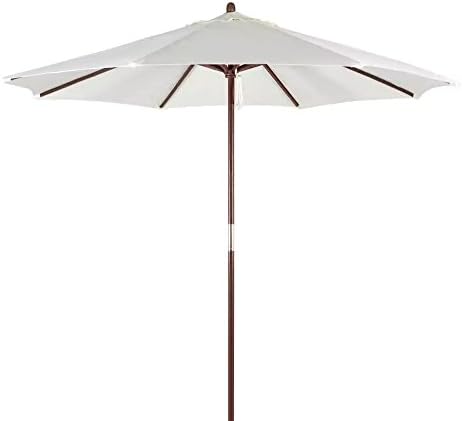Sunshade 9-ft Wood Market Umbrella with Pulley Lift, Natural