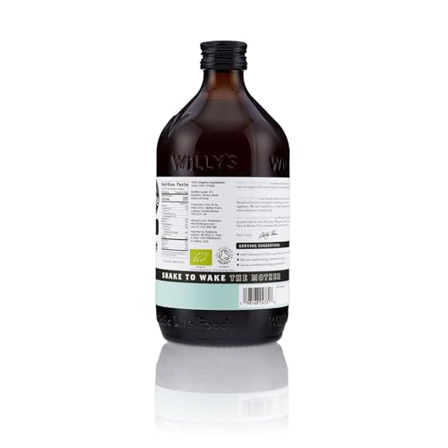 WILLY’S ORGANIC ACV APPLE CIDER VINEGAR WITH MOTHER – PROBIOTOCS FOR DETOX AND GUT HEALTH. 16.9OZ GLASS BOTTLE