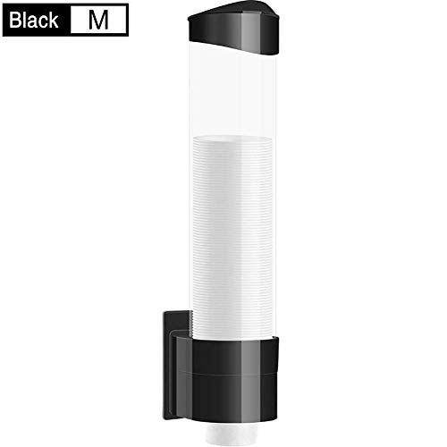 Samhe Medium Pull Type Cup Dispenser, Paste or Screw Plate Mountable Cup Holder, Fits 5oz - 7oz Cone or Flat Bottom Cups, 16” Tube Length, Mounting Water Dispenser Cooler or Wall (Medium,Black) - Thumbnail 7