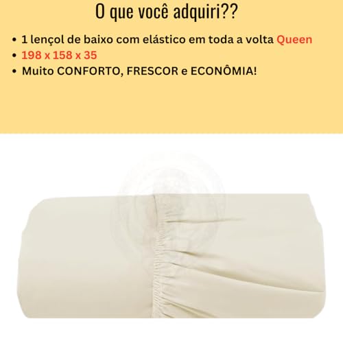 Lençol com Elástico Algodão Egípcio 300 Fios- Solteiro/Casal/Queen/King - Avulso ou Kit - Hipoalergênico não faz bolinhas (Palha, Queen Avulso)