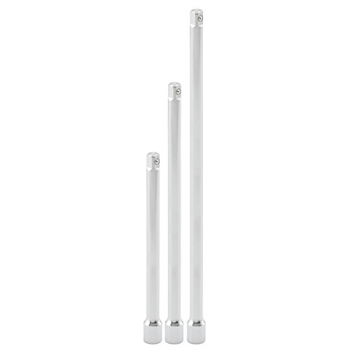 Tooluxe 04158L 1/4" Socket Wrench Extension Bar Set, 3 Pieces, Extra Long (12", 15", 18")