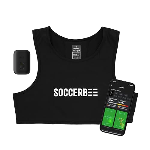 SOCCERBEE-Pro2 - GPS Tracker and Vest for Tracking Activities of Outdoor Sports Athletes Such as Soccer, Football, Rugby, Hockey, and Lacrosse (Small)