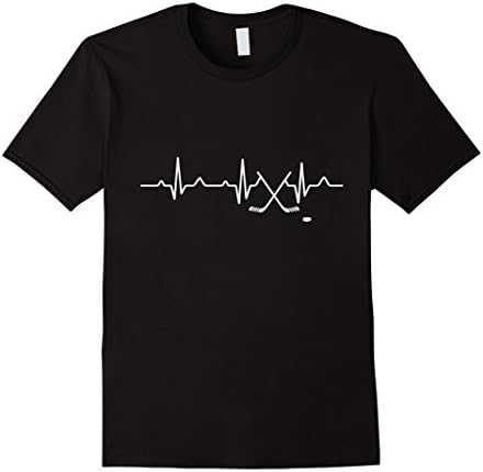 Mens Heartbeat Ice Hockey Lover Gift T-Shirt Large Black