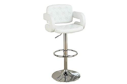 Poundex PU Tufted Back and Seat Barstool, White