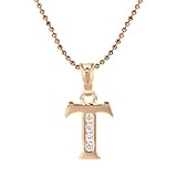 Snowman Lee Cubic Diamond 18k Rose gold plated Letter T Chain Pendant Necklace