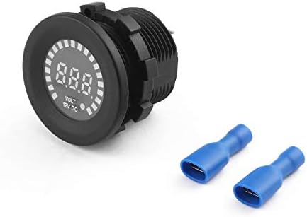 LasVogos Waterproof Heat-resistant 12V DC Blue LED Digital Panel Display Voltmeter Voltage Volt for Car Motorcycle(Black)