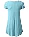 URBANCLEO Womens V-Neck Elong Tunic Top Mini T-Shirt Dress LtBlue XLarge