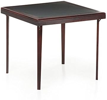 Square Premium Wood Folding Card Table with Black Vinyl Inset in Espresso 32L x 32W x 29.5H in.