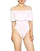 May&Maya Women's Off Shoulder with Ruffle Overlay Bodysuit (Small, White)