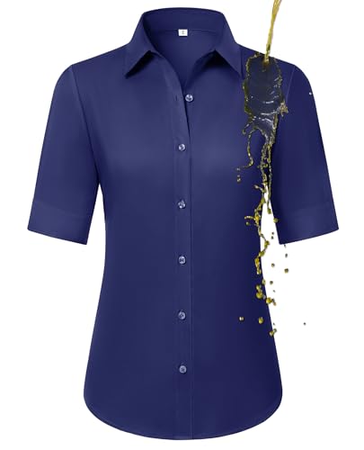 Gleeivy Women's Short Sleeve Button Down Shirt Stain Shield Wrinkle-Free at Amazon