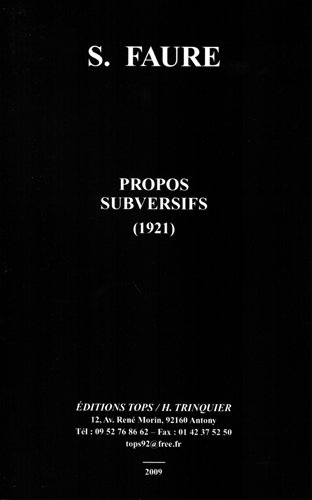 Propos subversifs, 1921