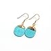 Natural Stone Wire Wrap Dangle Drop Earrings Gold Plated 925 Sterling Silver Hook/Turquoise Round Cut