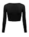 Womens Crop Top Round Neck Basic Long Sleeve Crop Top - Made In USA