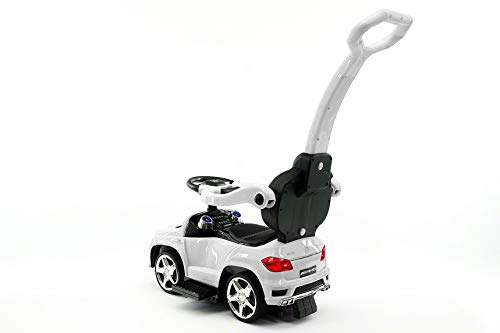 Moderno Kids Mercedes GL63 AMG Baby Toddler Ride-On Push Car Stroller Convertible to Foot to Floor Toy + Padded PU Leather Seat + Integrated MP3 Music Player + Working LED Lights (White)