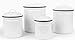 Enamelware 4 Piece Canister Set - Solid White with Black Rim