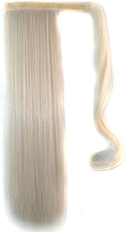 Wigico 22"/55cm Straight Wrap Around Ponytail Extension for Woman Synthetic Hair//Long Straight Wrap around Ponytail Wig Hair Piece Extensions 22" (platinum blonde)