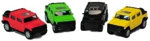 Diecast Toys Humvee Bundle in Four Colors- Red, Yellow, Green, and Black