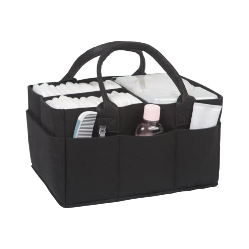 Sammy & Lou Collapsible Black Felt Storage Caddy, Divided Design To