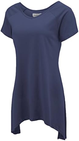 KateSui Women's Short Sleeve Loose Fit Swing Tunic Top T-Shirt Navy Medium