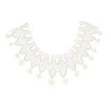 Embroidered Neckline Floral Lace Collar Venise Sewing Applique Trimmings - White, 25cmx10cm
