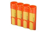 Storacell SL18650ORG by Powerpax SlimLine 18650 Battery Caddy, Orange, Holds 4 Batteries (Not Included)