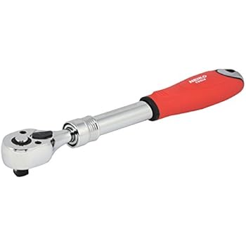 Neiko 03067A 3/8-Inch Drive Extendable Ratchet Handle, 72 Tooth | Reversible Ratcheting Feature w/ Soft Grip Handle |  8-1/2" - 12-3/8" Lengths