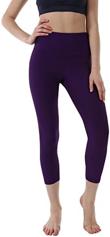 THEOUTOF Women’s Power Yoga Pants – High Waist Tummy Capri WHC8217 Violet Indigo Medium – Control Shapewear with Streamlined Design Leggings Dance Studio School