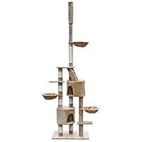 WWHZ Cat Tree Cuddles XL 90" - 102" Beige Plush