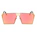 JOJO'S SECRET Oversized Square Sunglasses Metal Frame Flat Top Sunglasses JS009 (Gold/Transparent Red+Gold/Pink, 2.48)