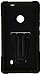 HRWireless T-Stand Impact Kickstand Hybrid Double Layer Fusion Cover Case for Nokia Lumia 521 - Retail Packaging - Black/Black