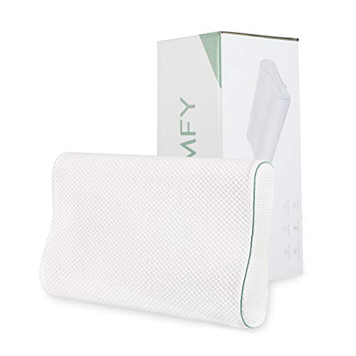 HOMFY Orthopädisches Memory Foam Nackenstützkissen Ergonomisches Kopfkissen mit waschbare Bambusfaser Kissenbezüge Weiß 40x60cm